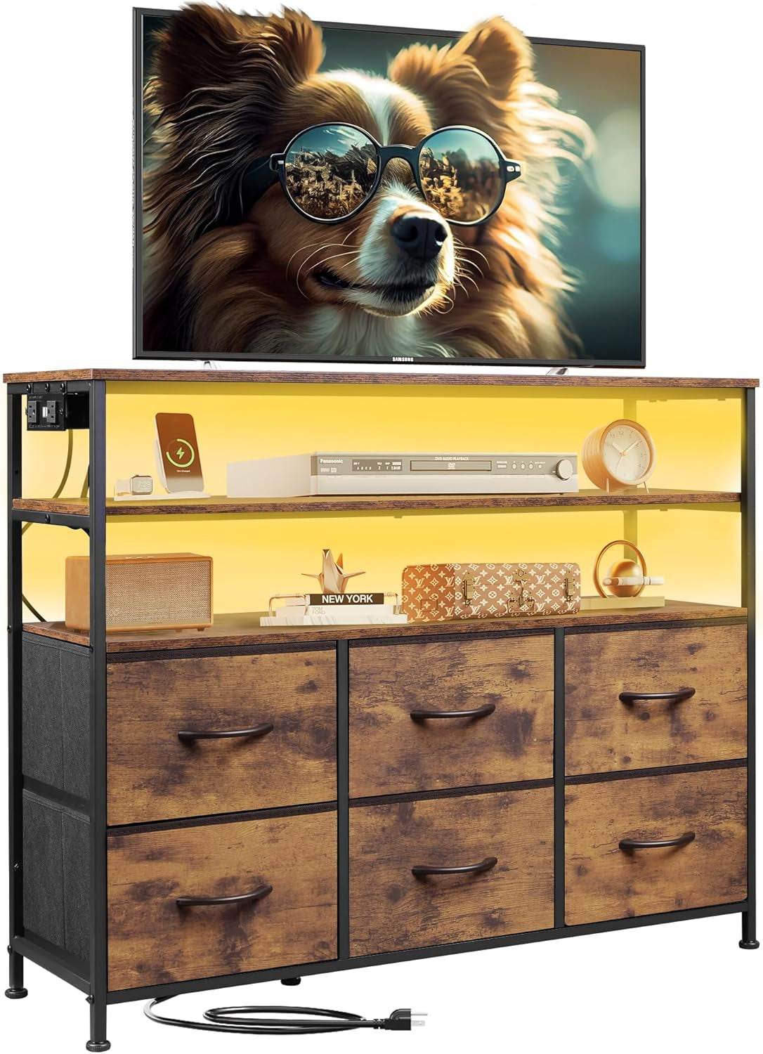 Led Dresser TV Stand in Rustic Brown - Loft&Timber