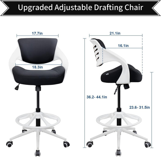 Ergonomic Drafting Chair,Standing Computer Desk Chair,Foot Ring,Lumbar Support,Swivel Task Chair -Black-1