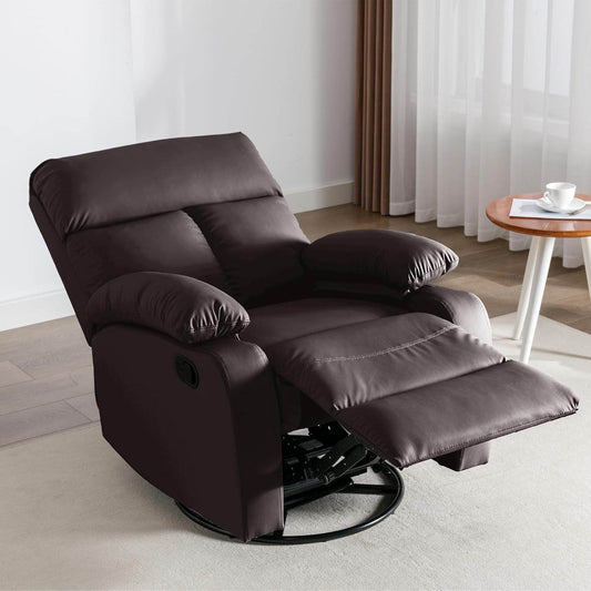 Swivel Rocker Recliner, Small Rocking Recliners Chair for Small Spaces, Small Rocker Recliner Chair for Living Room, RV, Bedroom, Nursery, Brown - Loft&Timber
