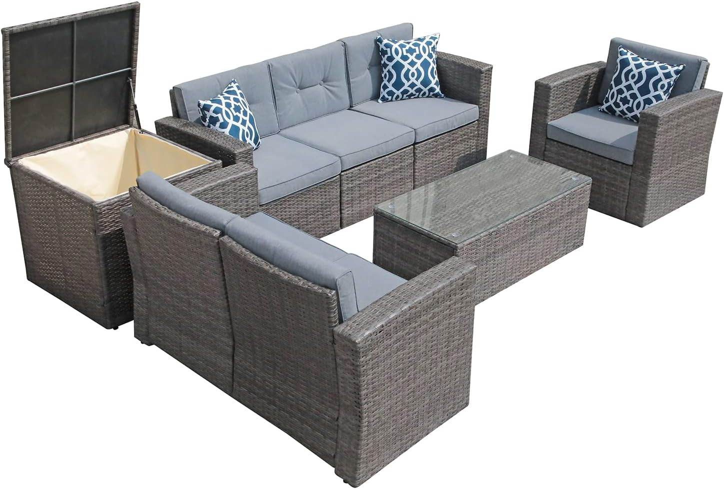 Outdoor Wicker Patio Furniture Set with Storage Box - Loft&Timber
