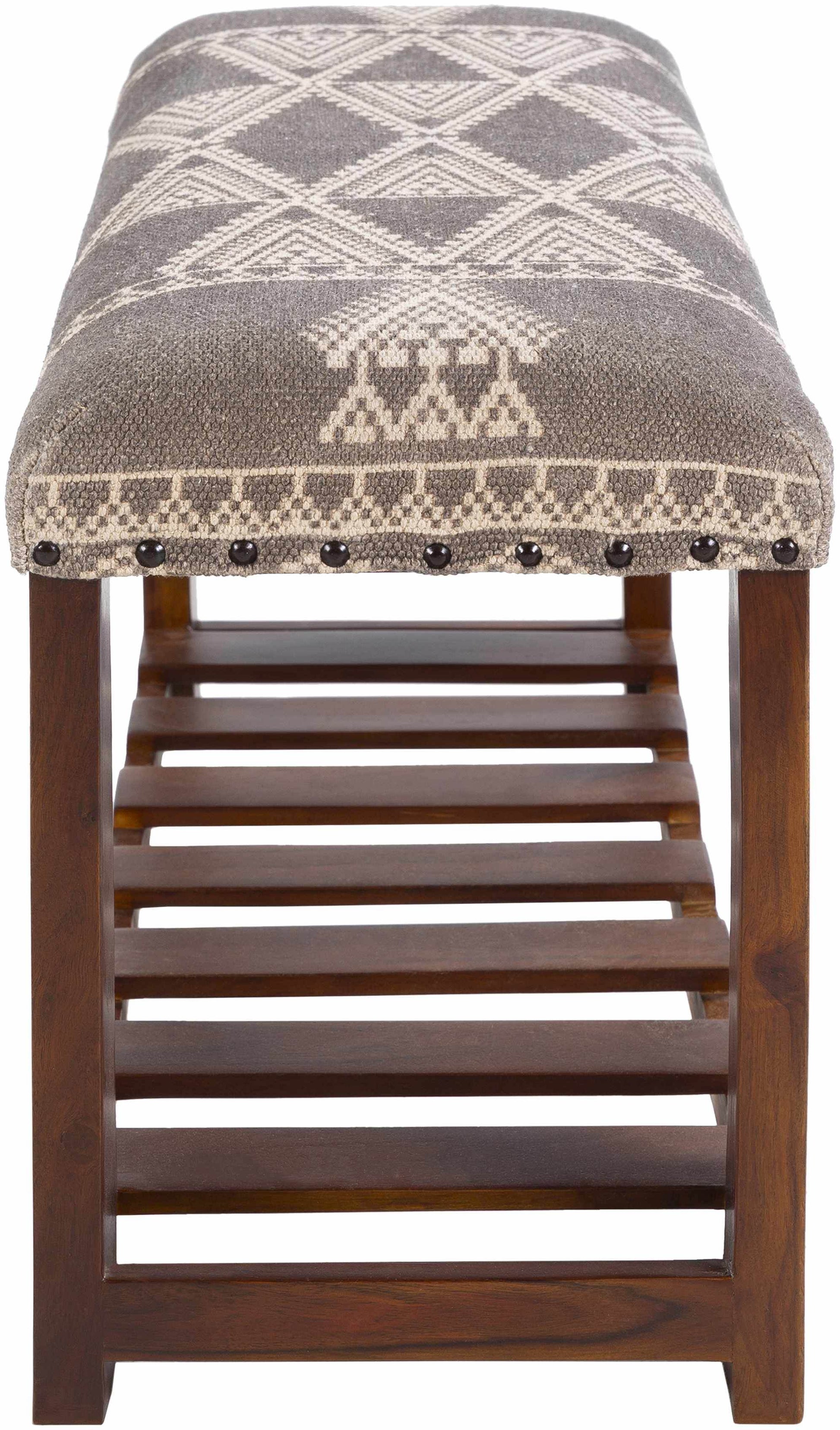 Greymouth Patterned Cushioned Wood Bench - Loft&Timber