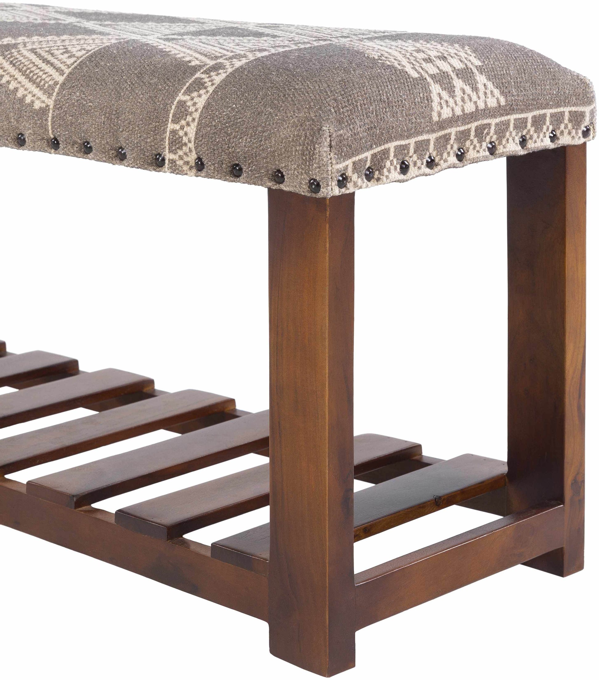 Greymouth Patterned Cushioned Wood Bench - Loft&Timber