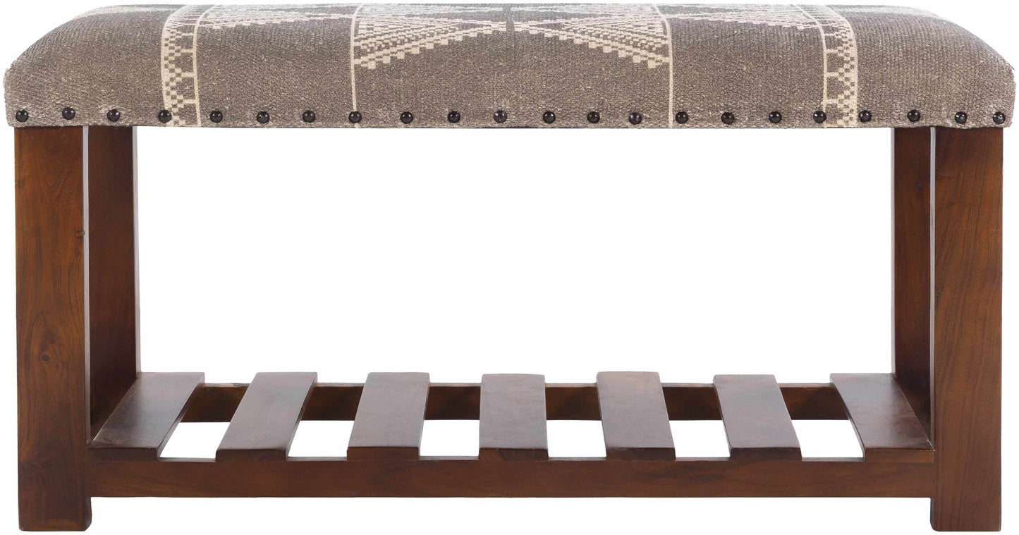 Greymouth Patterned Cushioned Wood Bench - Loft&Timber