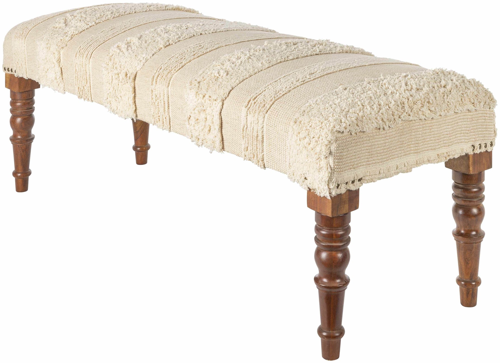 Manzaneque Chenille Striped Beige Bench - Loft&Timber