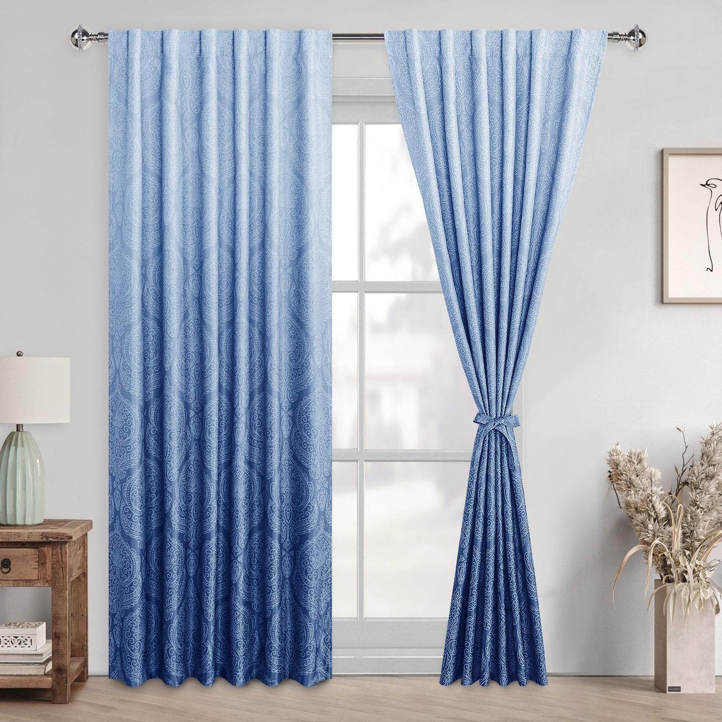 DWCN Ombre Blackout Curtains with Tiebacks, Set of 2 Panels - Loft&Timber