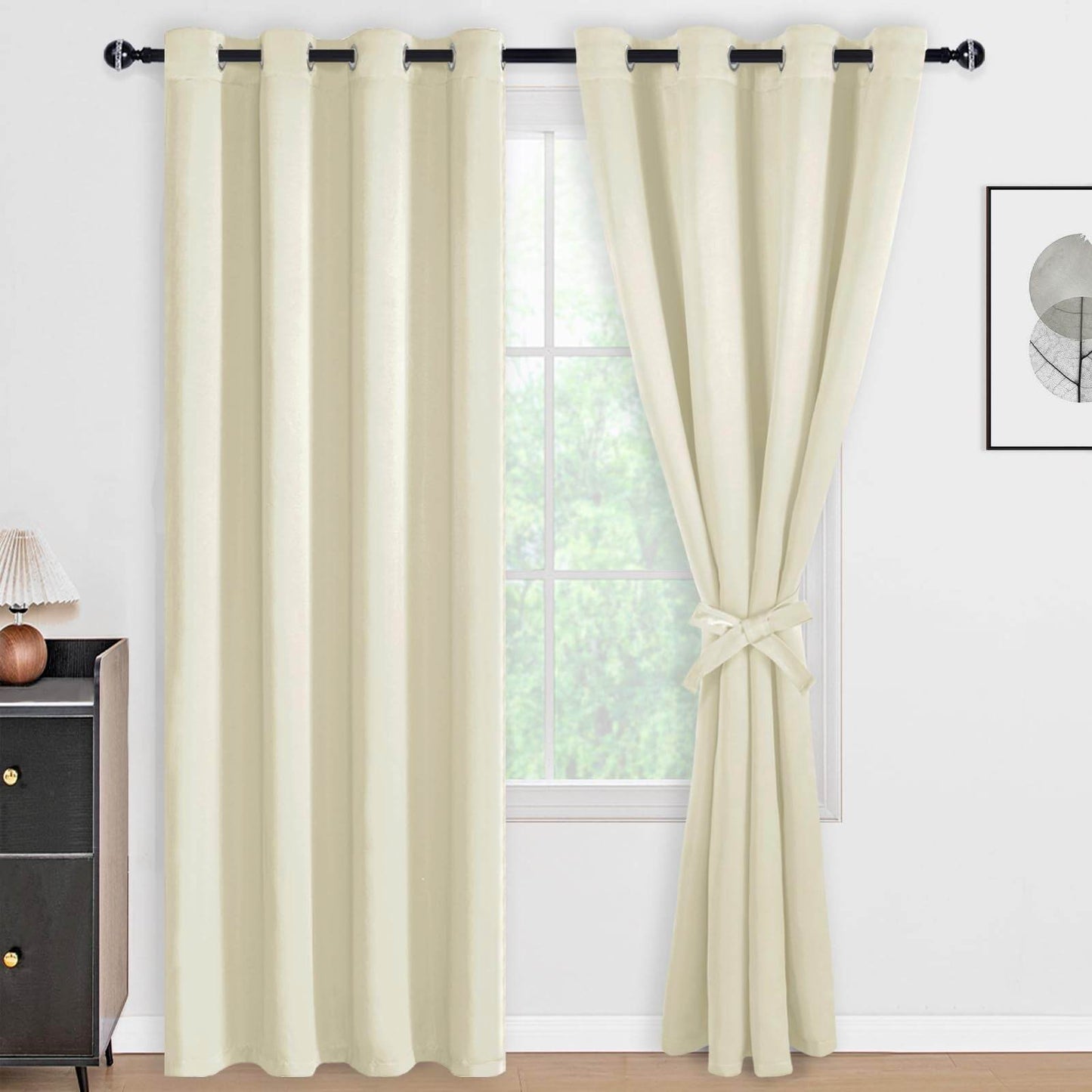 DWCN 100% Blackout Curtains with Tiebacks, Set of 2 Panels - Loft&Timber