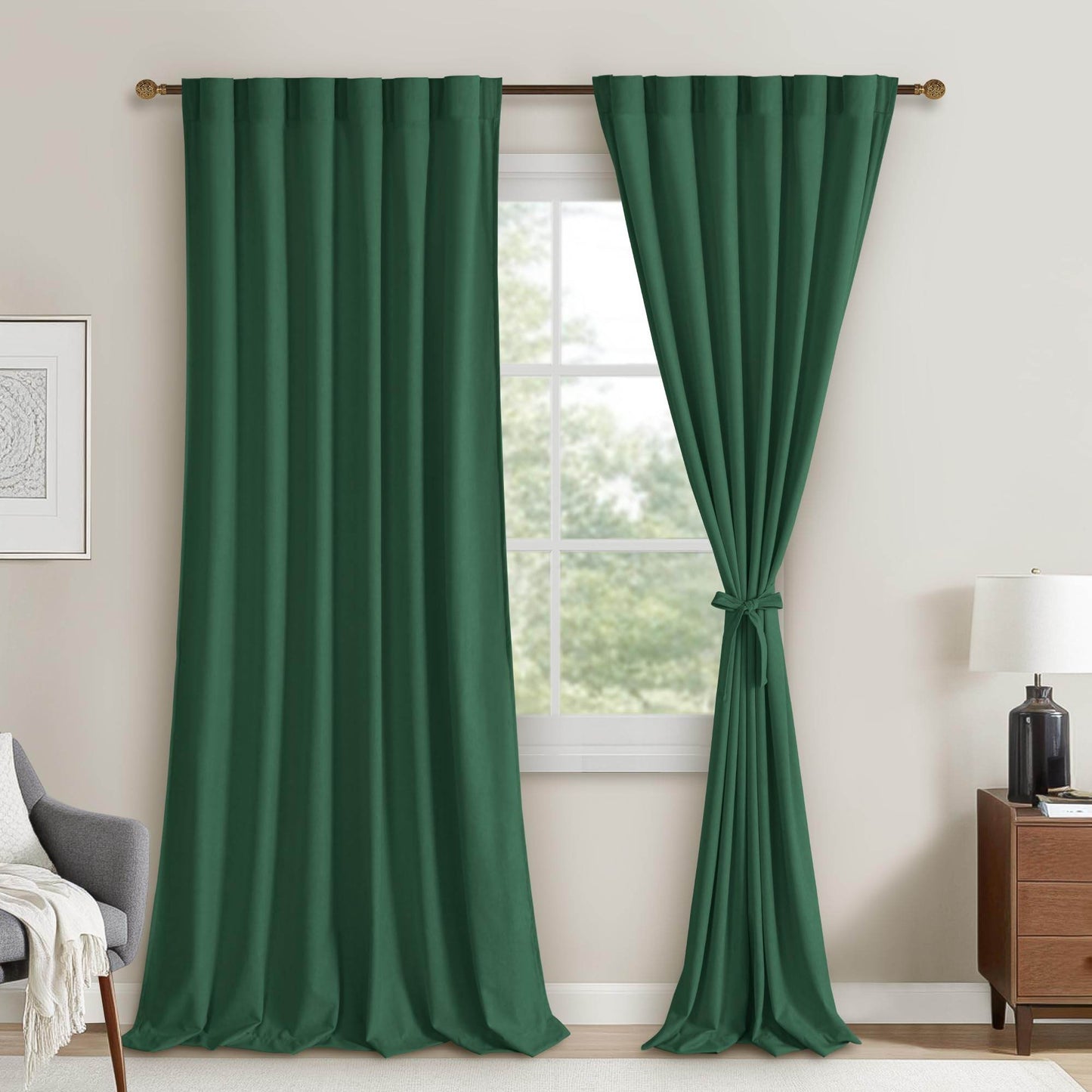DWCN Velvet Curtains, 2 Panels - Rod Pocket and Back Tab - Loft&Timber