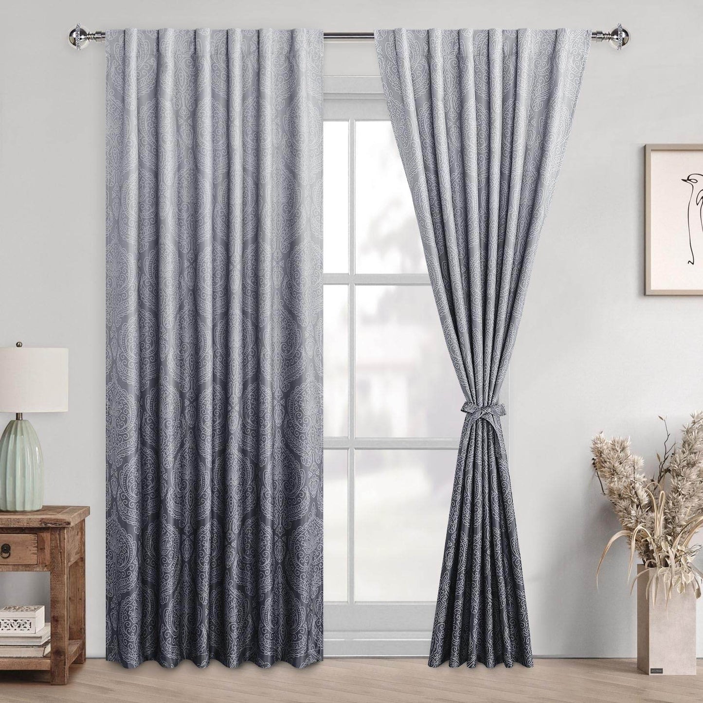 DWCN Ombre Blackout Curtains with Tiebacks, Set of 2 Panels - Loft&Timber