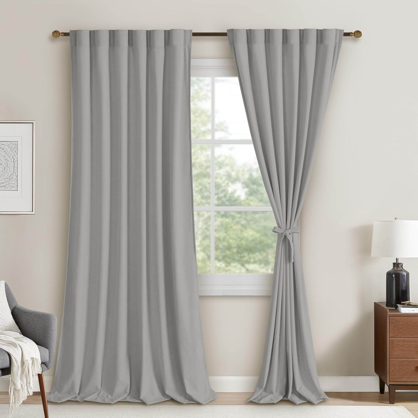 DWCN Velvet Curtains, 2 Panels - Rod Pocket and Back Tab - Loft&Timber