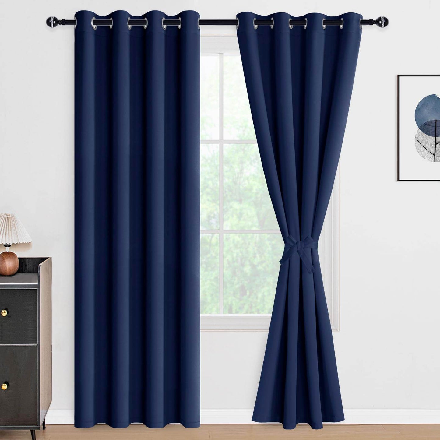 DWCN 100% Blackout Curtains with Tiebacks, Set of 2 Panels - Loft&Timber