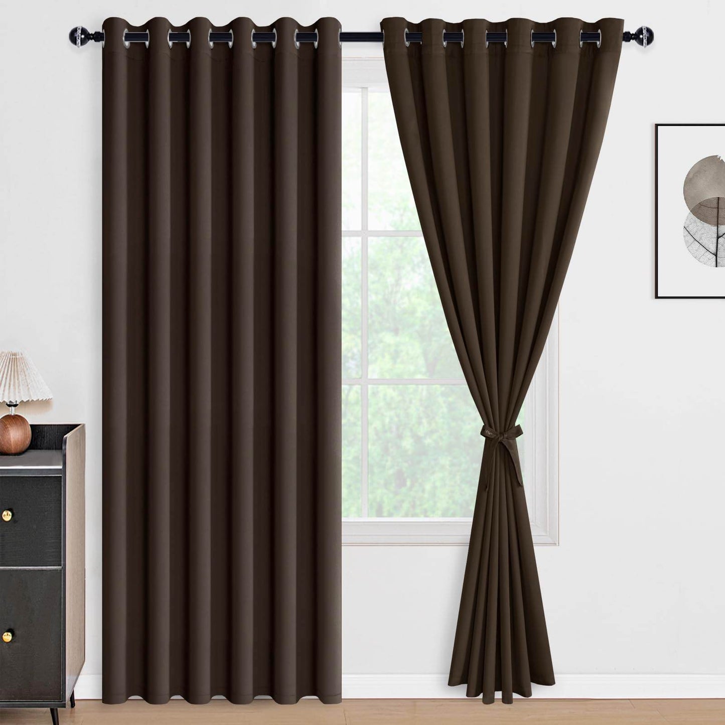 DWCN 100% Blackout Curtains with Tiebacks, Set of 2 Panels - Loft&Timber