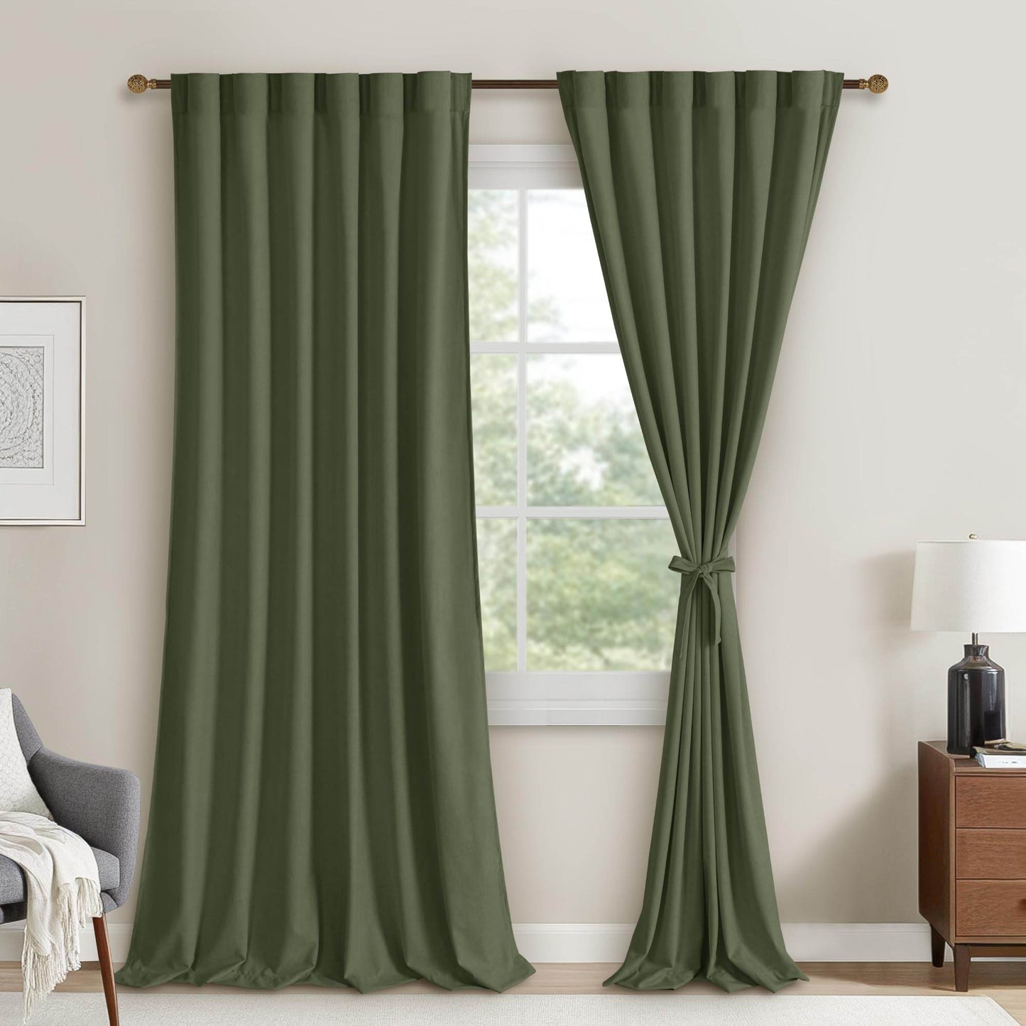 DWCN Velvet Curtains, 2 Panels - Rod Pocket and Back Tab - Loft&Timber