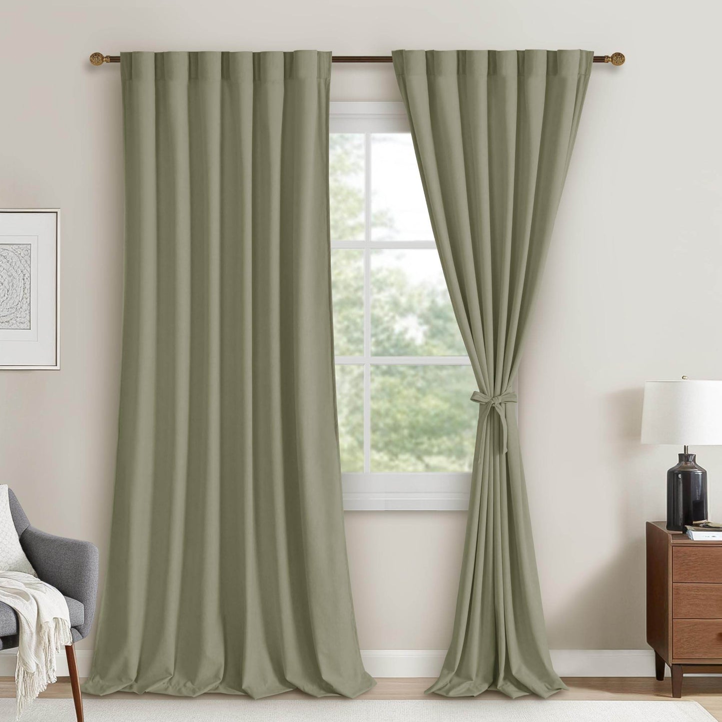 DWCN Velvet Curtains, 2 Panels - Rod Pocket and Back Tab - Loft&Timber