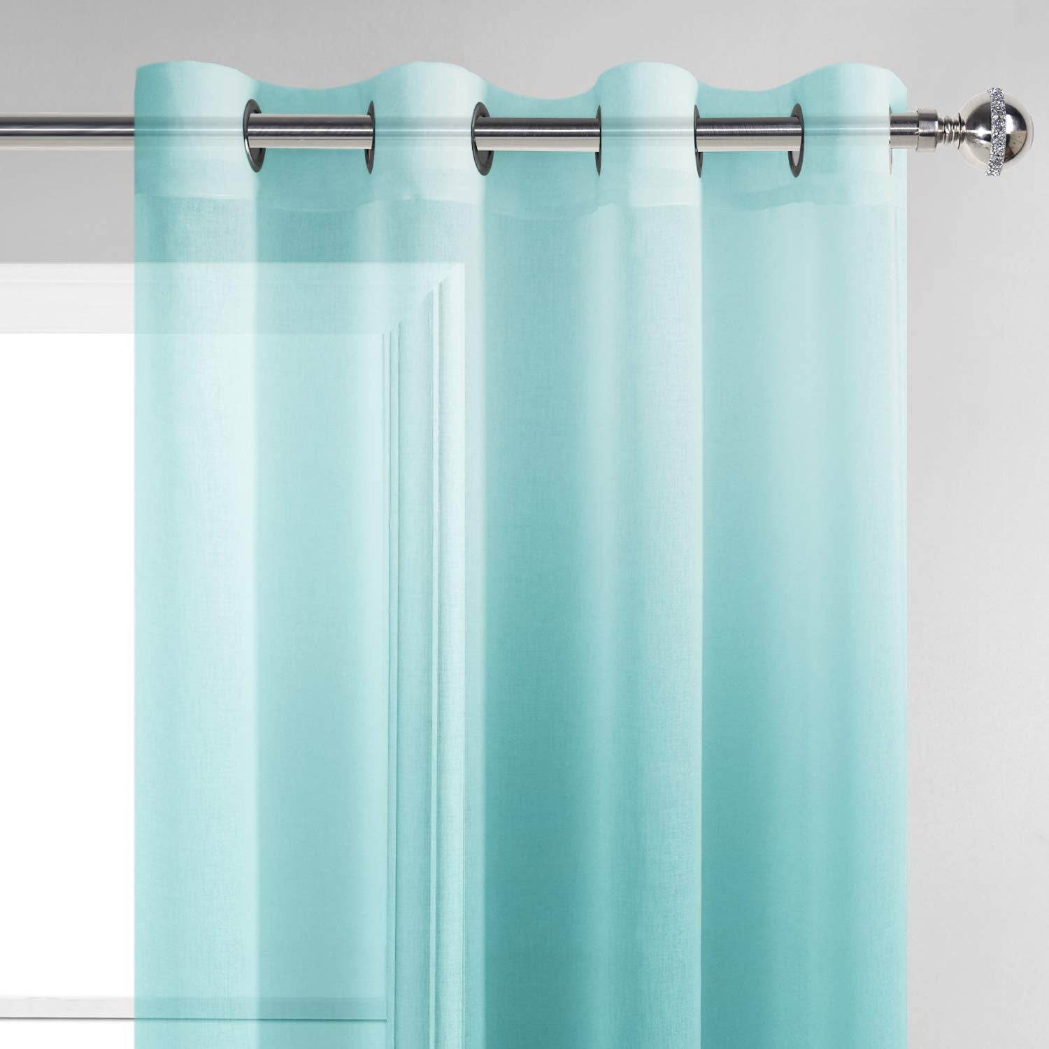 DWCN Faux Linen Ombre Sheer Curtains, Set of 2 Panels - Loft&Timber