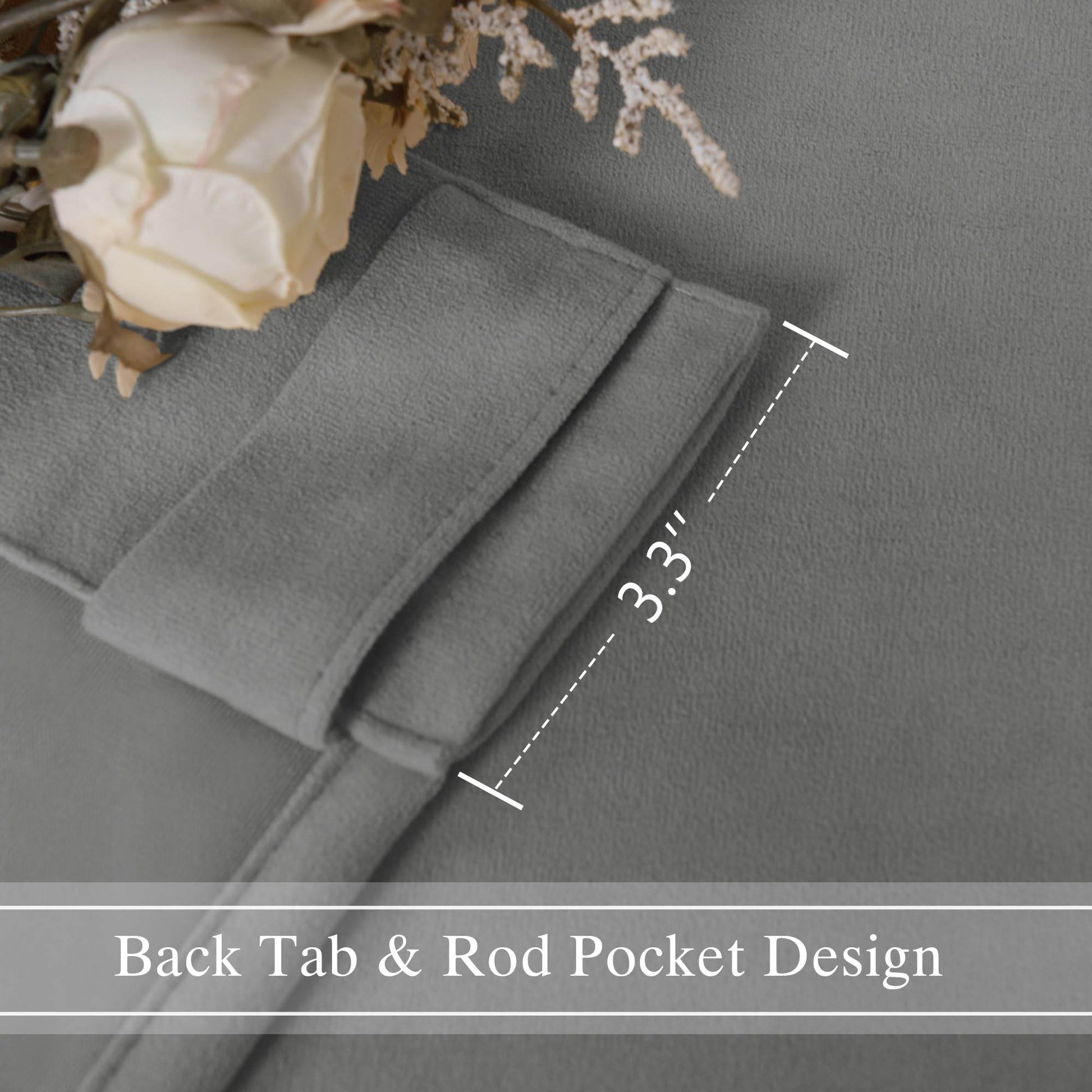 DWCN Velvet Curtains, 2 Panels - Rod Pocket and Back Tab - Loft&Timber