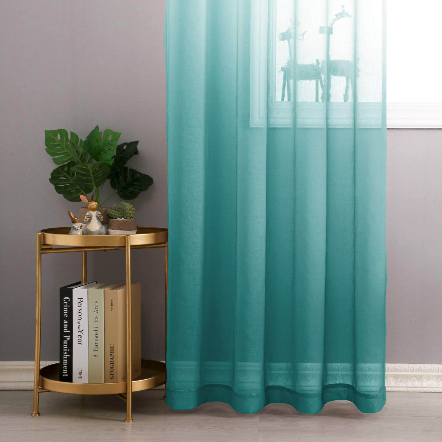 DWCN Faux Linen Ombre Sheer Curtains, Set of 2 Panels - Loft&Timber