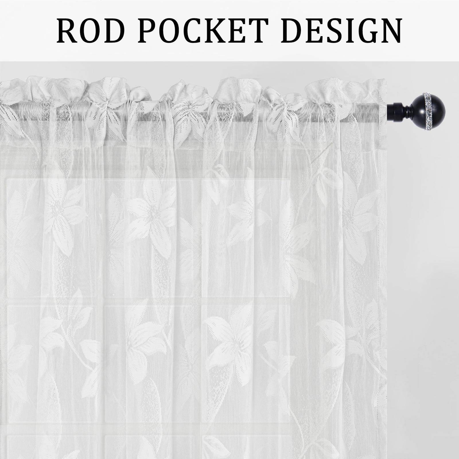 DWCN Lace Sheer Curtains, Set of 2 Panels - Loft&Timber
