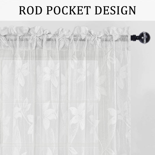 DWCN Lace Sheer Curtains, Set of 2 Panels - Loft&Timber