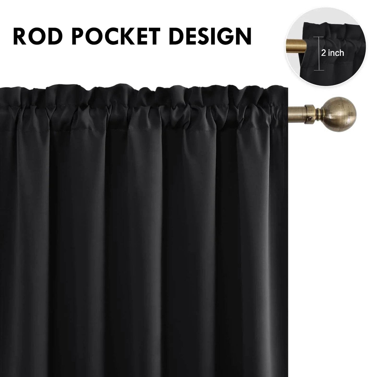 DWCN Rod Pocket Blackout Curtains, Set of 2 Panels - Loft&Timber