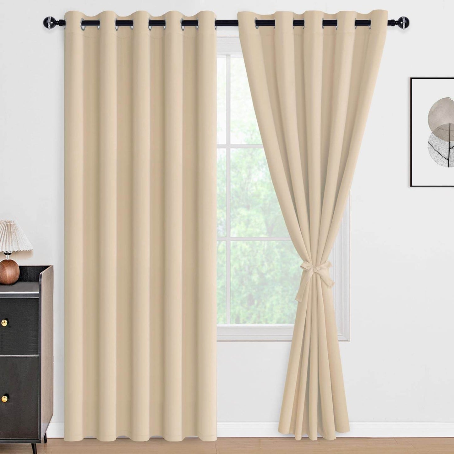 DWCN 100% Blackout Curtains with Tiebacks, Set of 2 Panels - Loft&Timber