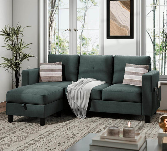 L Shaped Sectional Sofa with Storage and Ottoman - Loft&Timber