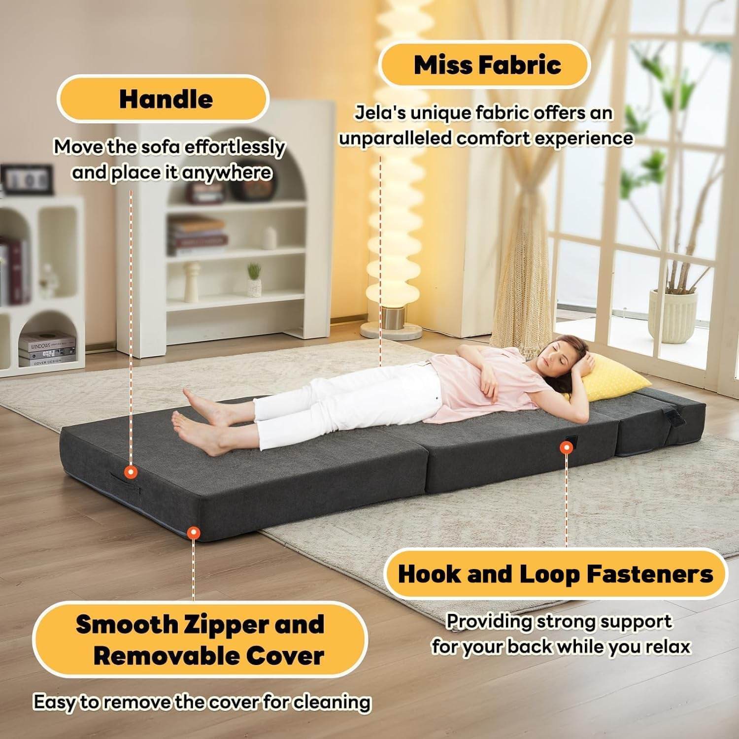 Large Foldable Sofa Bed Soft Foam Convertible Chair - Loft&Timber