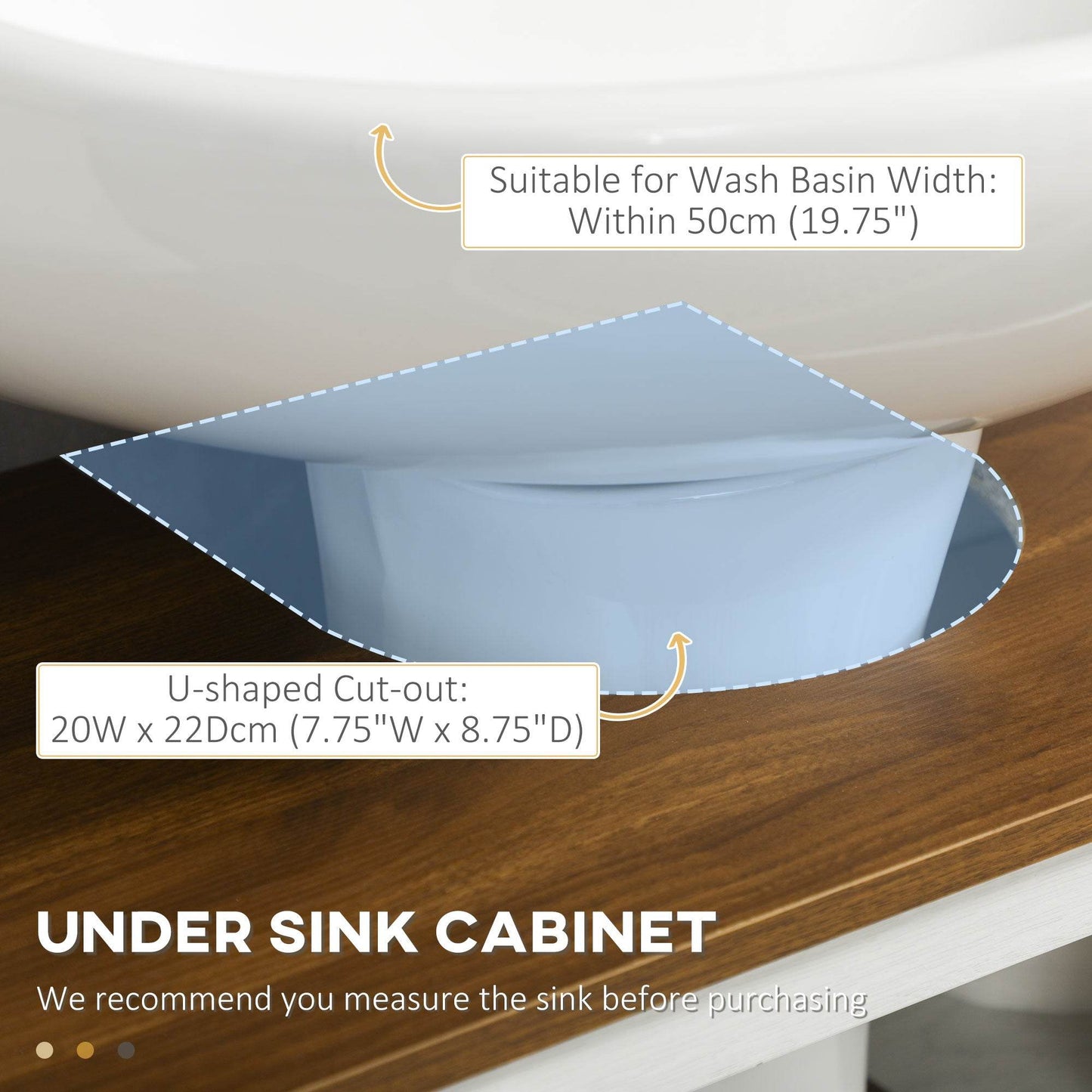 Space-Saving Under Sink Bathroom Vanity Unit with Double Doors - White - Loft&Timber