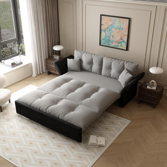 Luxury Velvet Queen Sofa Bed Versatile Convertible Futon-0
