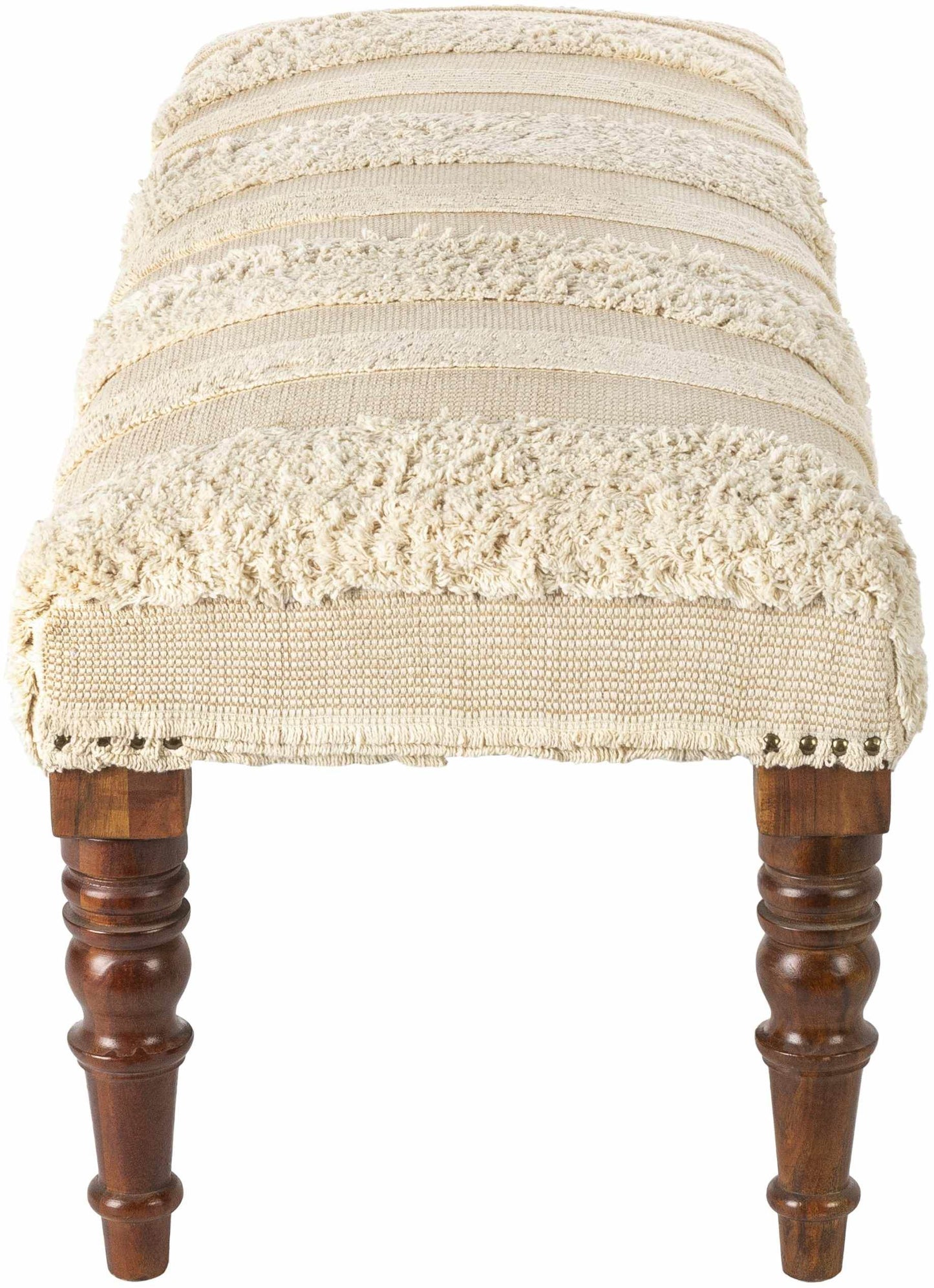 Manzaneque Chenille Striped Beige Bench - Loft&Timber