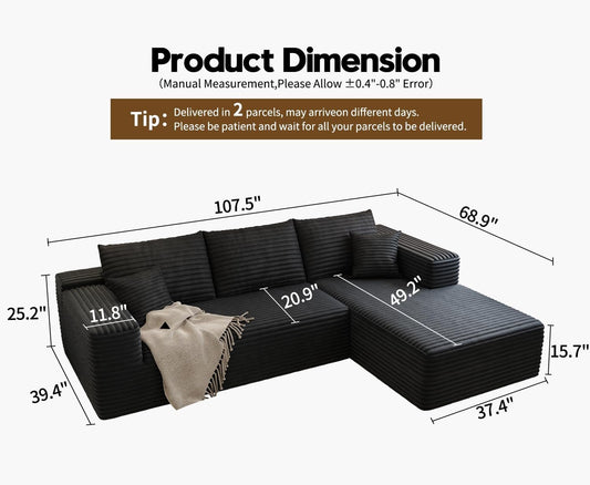 Modern 107.5 Inch Cloud Sectional Sofa With Chaise-1