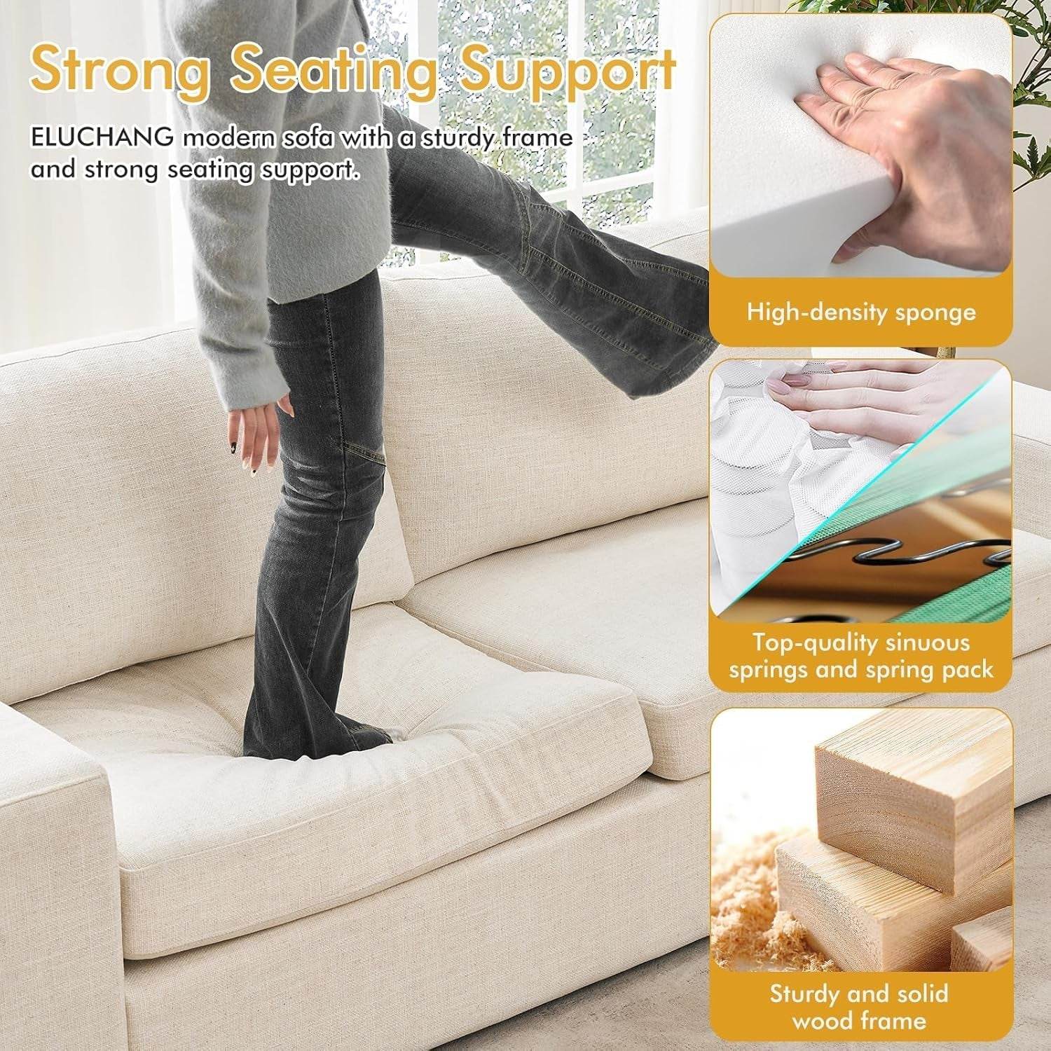 Modern 85 Inch Comfy Sofa Deep Seat Couch - Loft&Timber