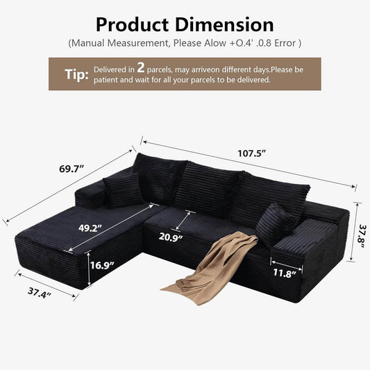 Modern L-Shape Cloud Sectional Couch - Loft&Timber