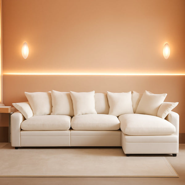 Modern L Shaped Cloud Sofa with Ottoman for Comfort-0