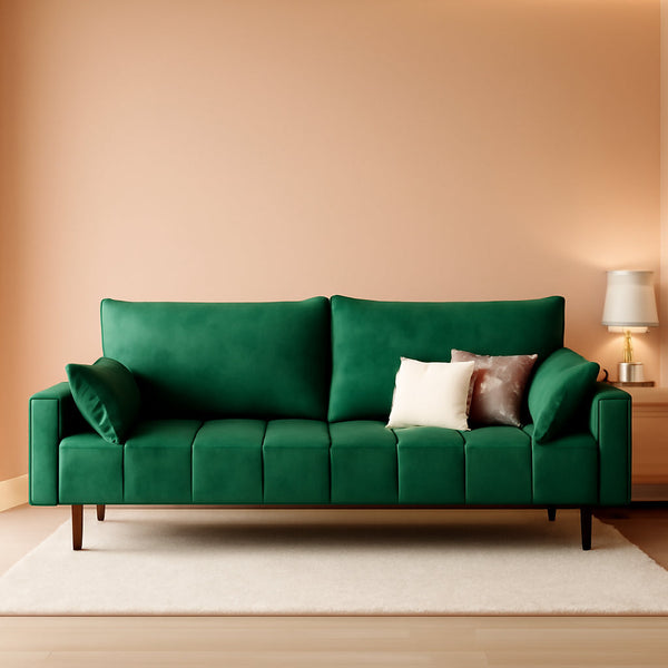 Modern Velvet Loveseat Sofa with Storage and Pillows-0
