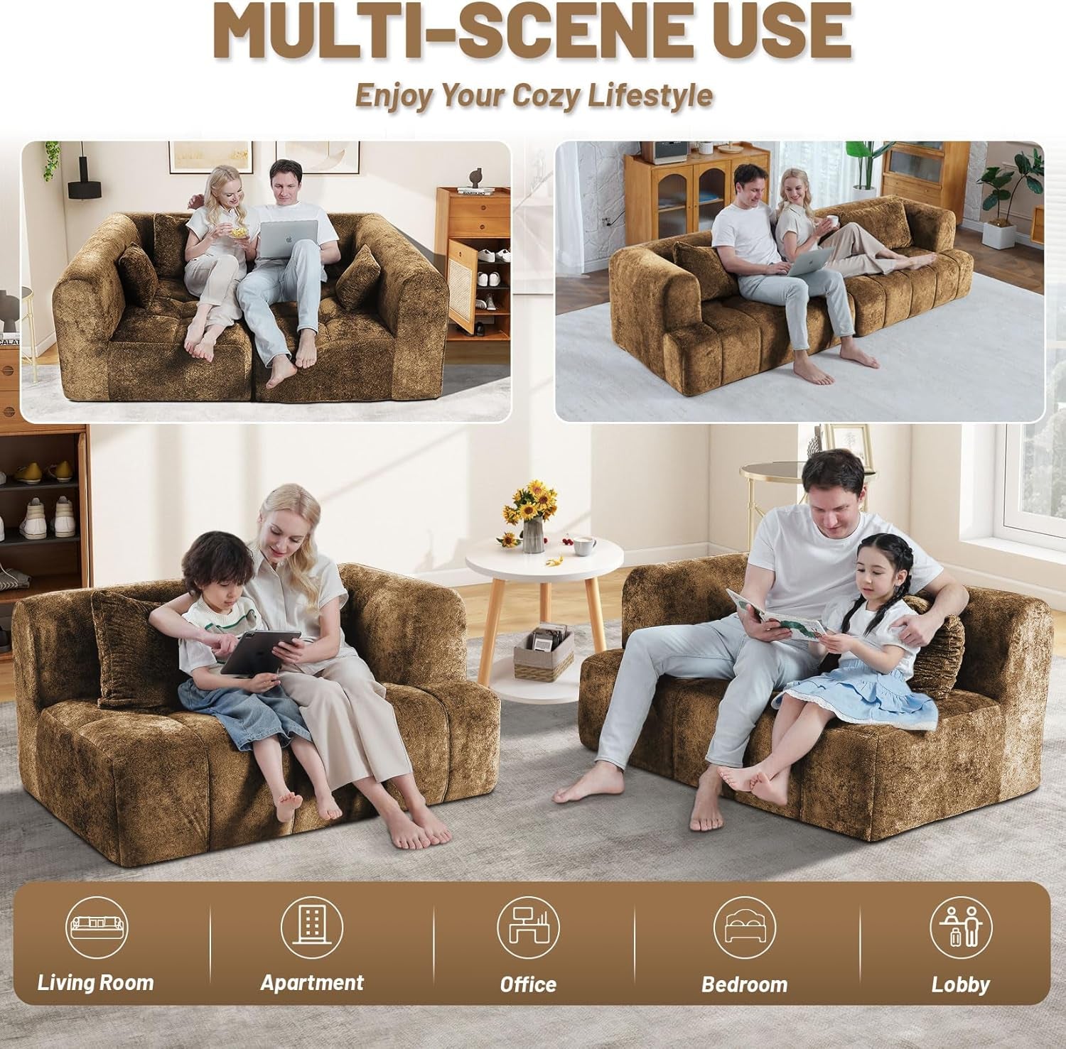 Modular All Foam Sectional Sofa With Four Cushions-3