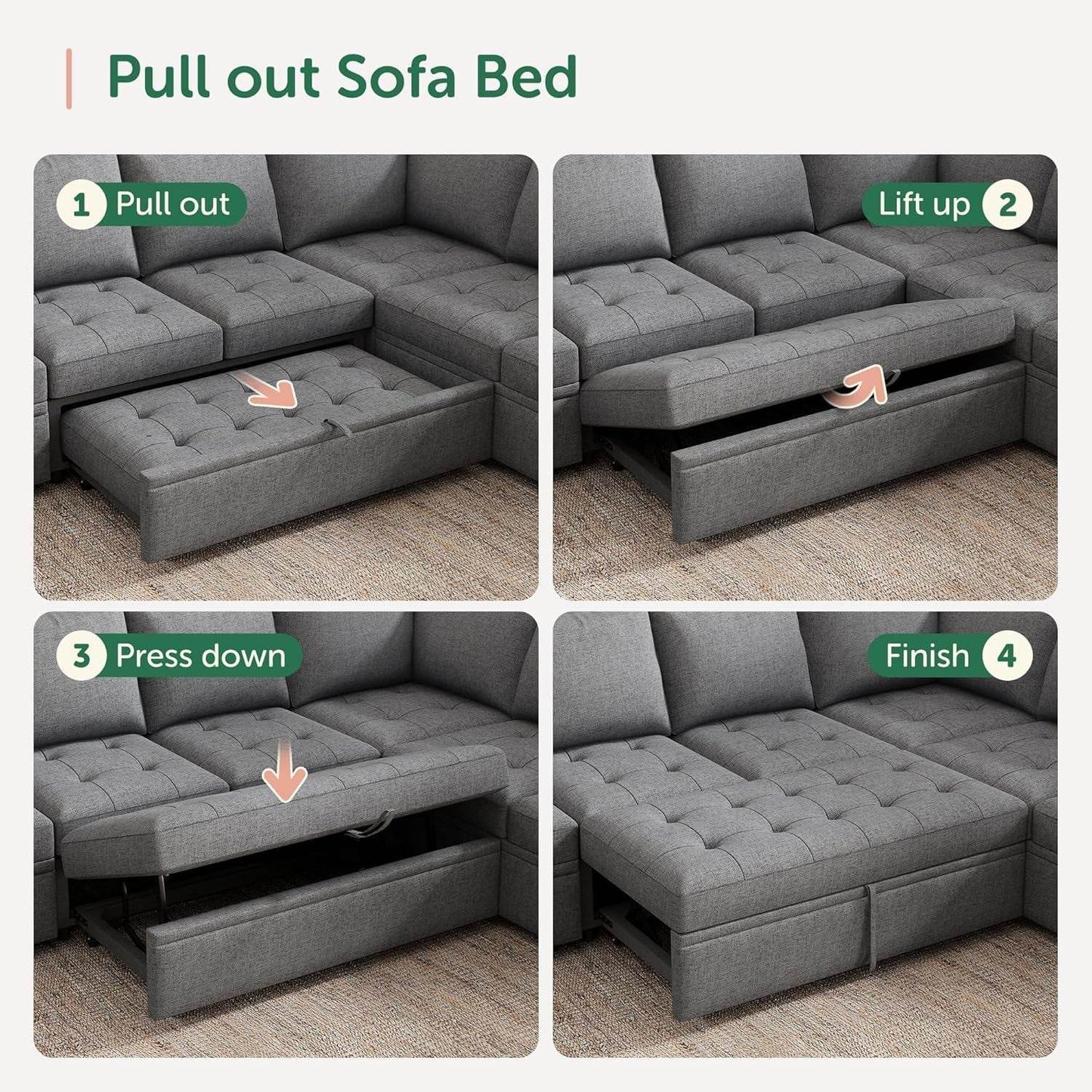 Modular Sectional Sleeper Sofa with Hidden Storage Features - Loft&Timber