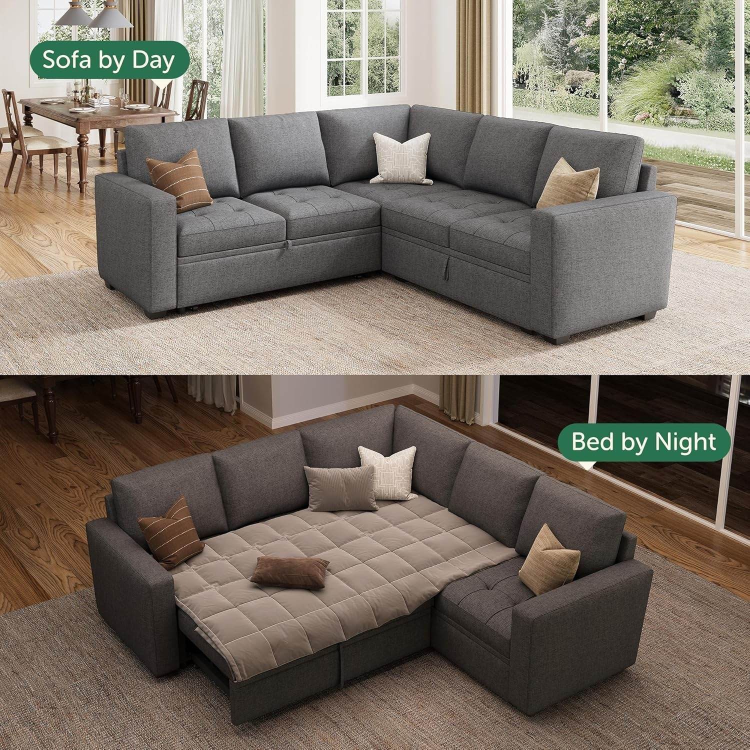Modular Sectional Sleeper Sofa with Hidden Storage Features - Loft&Timber