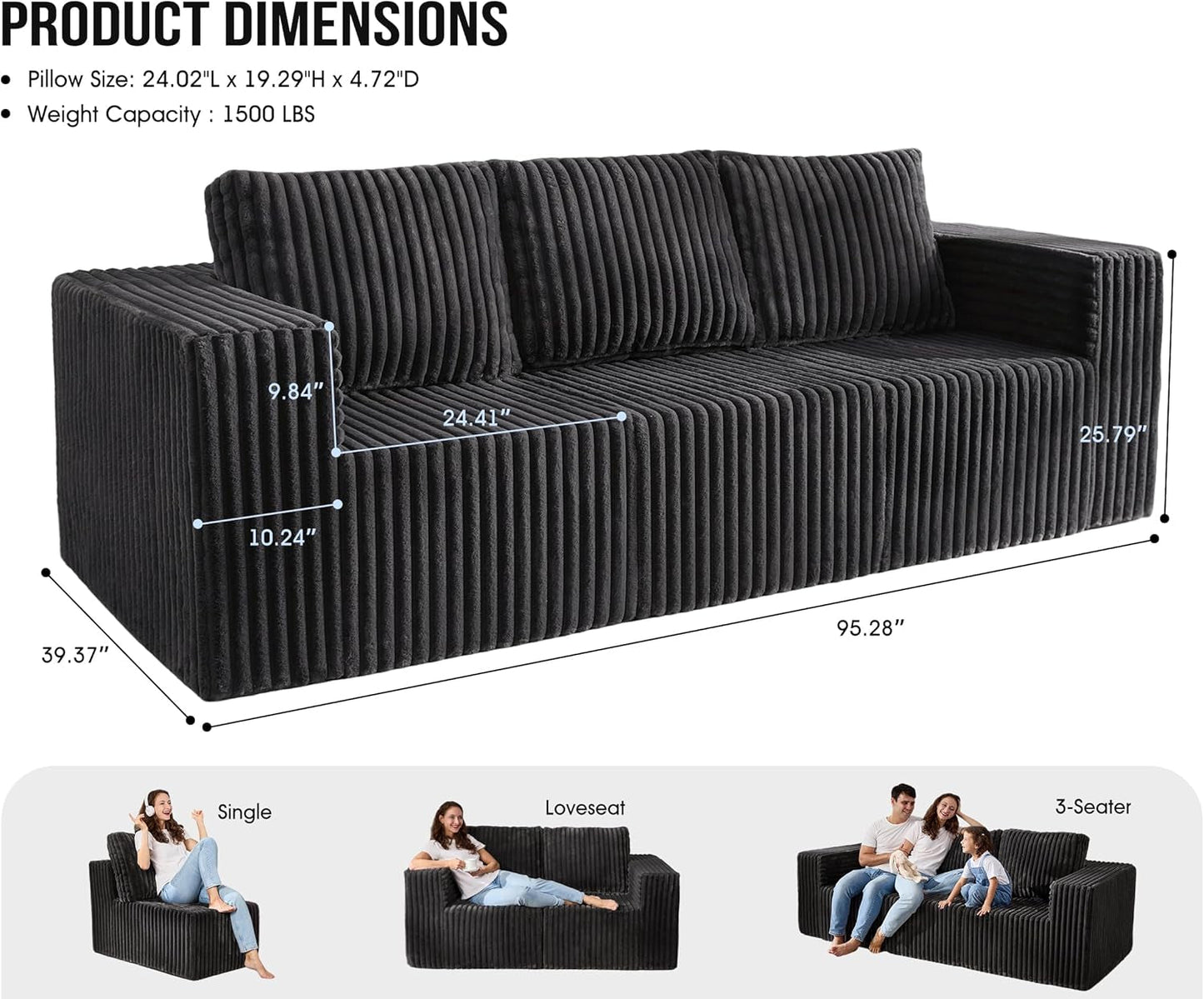 Modular Sectional Sofa With Deep Memory Foam Comfort-1