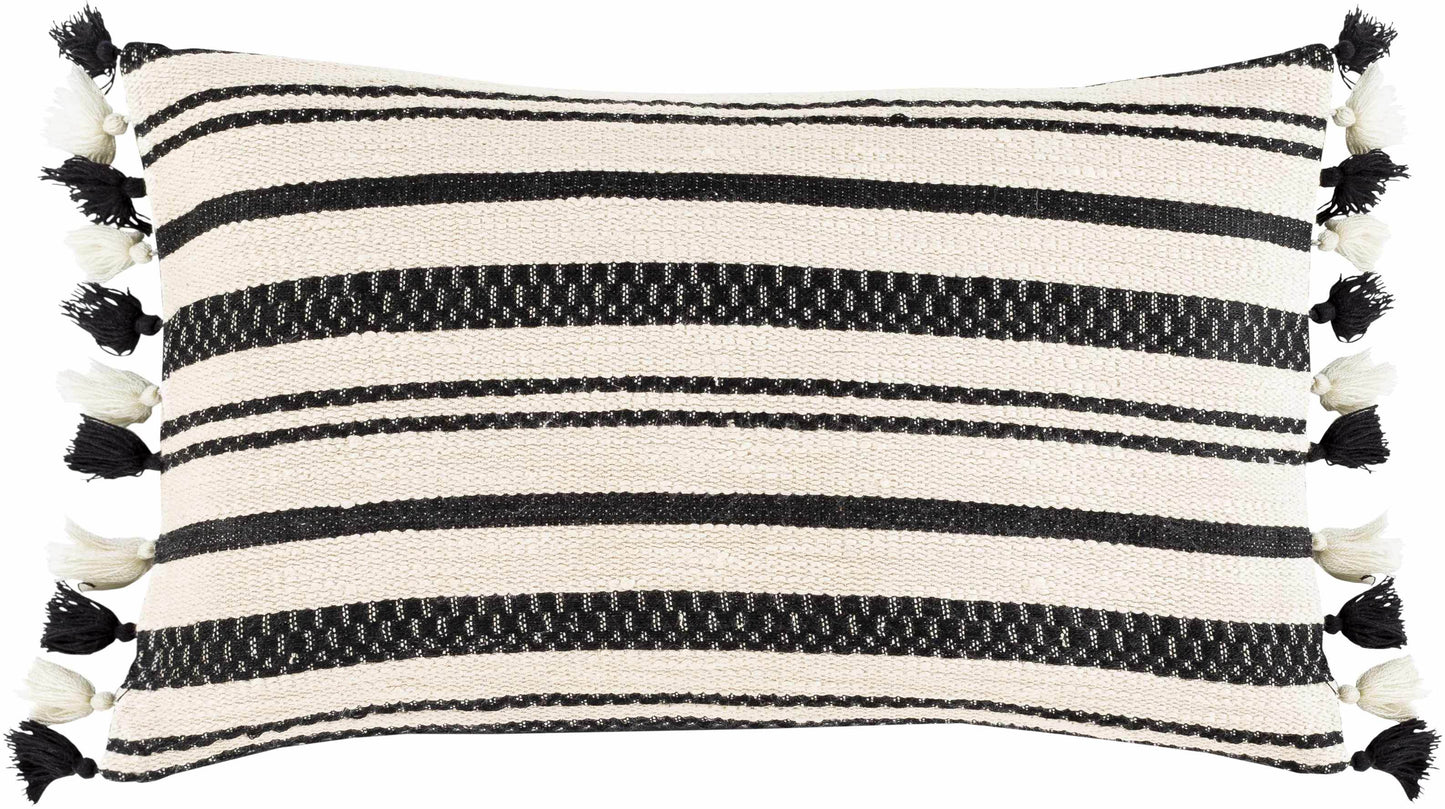 Munden Black White Striped Lumbar Pillow - Promo - Loft&Timber