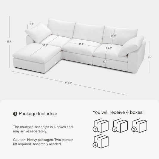 Oversized Modular Sectional Sofa with Ottoman for Comfort - Loft&Timber