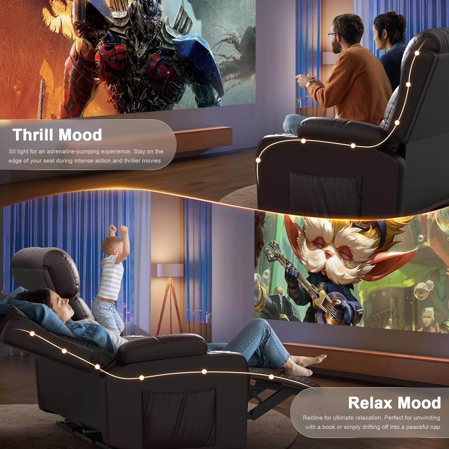 Oversized Recliner Loveseat with Cup Holders and Storage - Loft&Timber