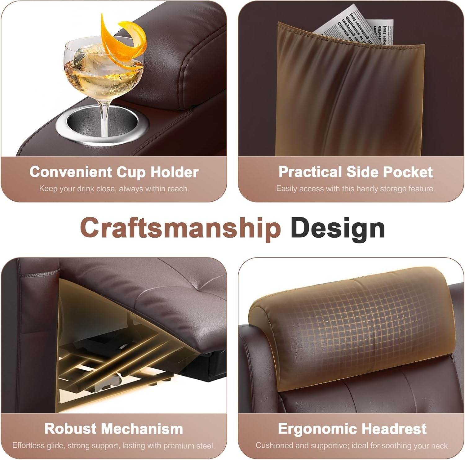 Oversized Recliner Loveseat with Cup Holders and Storage - Loft&Timber