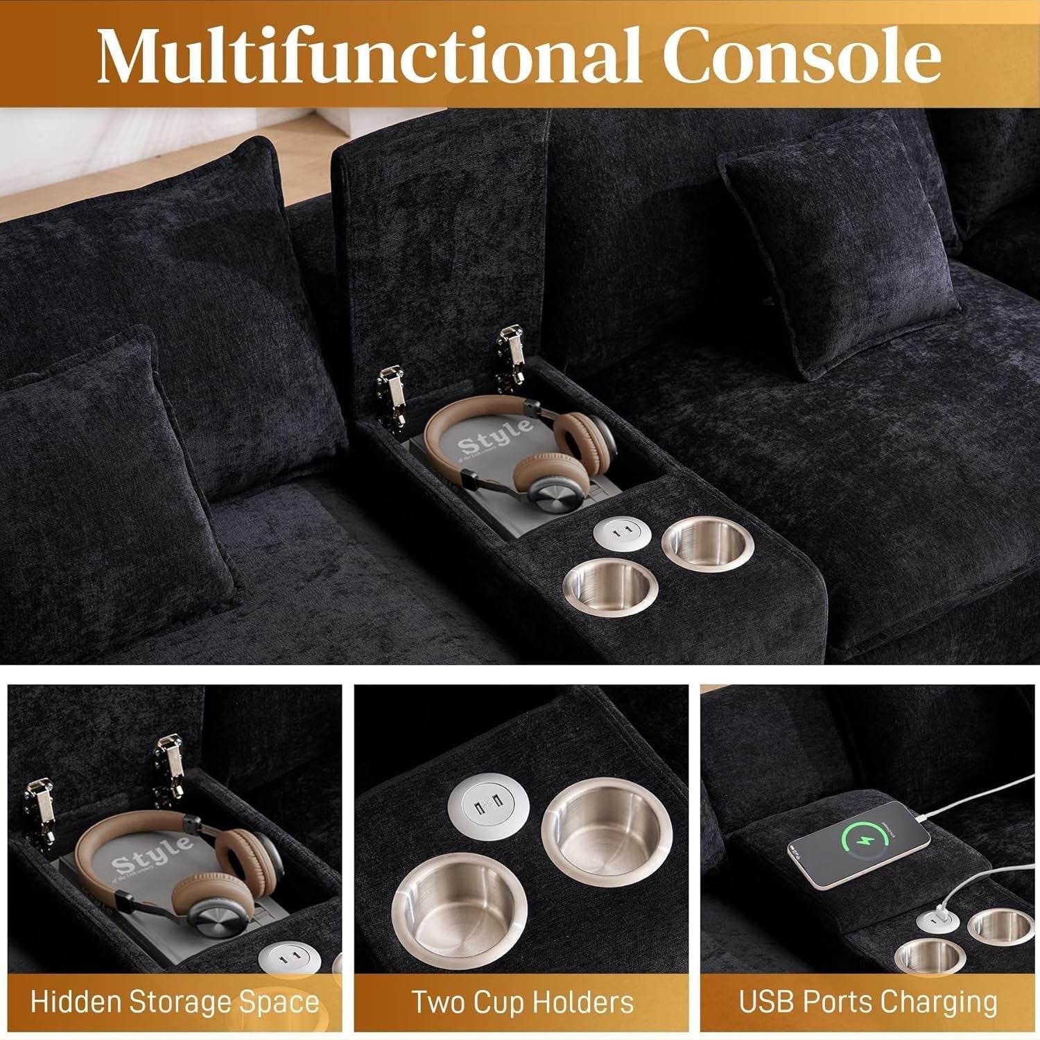 Oversized U Shape Cloud Sectional Sofa with Ottoman - Loft&Timber