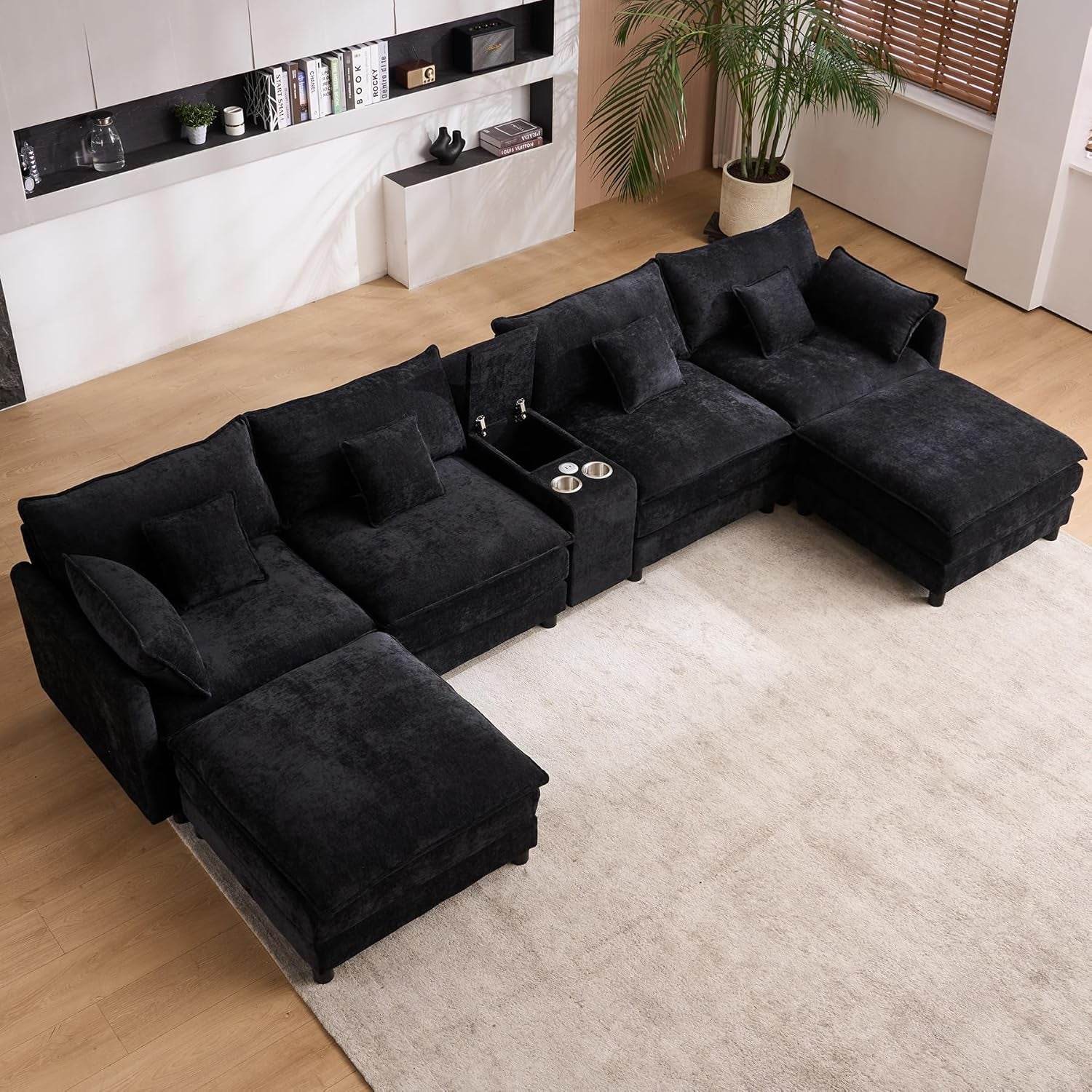 Oversized U Shape Cloud Sectional Sofa with Ottoman - Loft&Timber