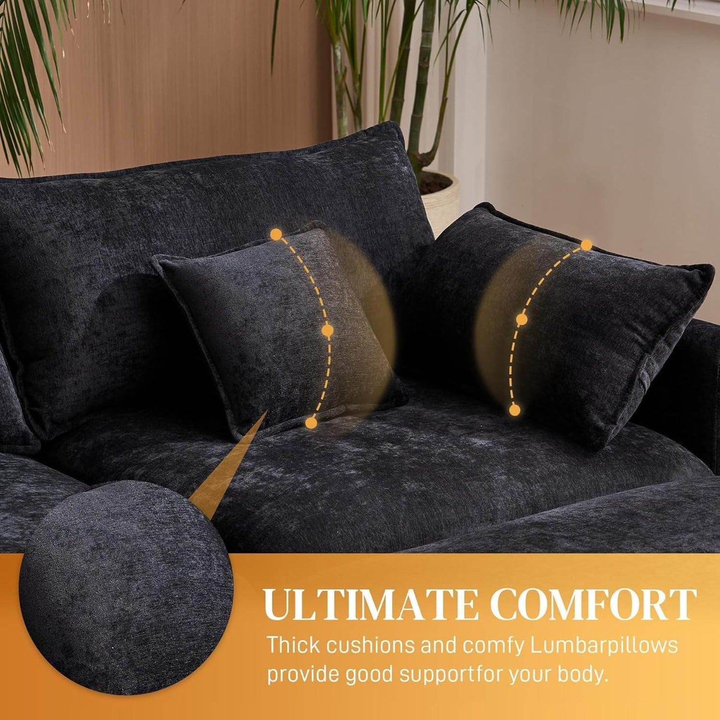 Oversized U Shape Cloud Sectional Sofa with Ottoman - Loft&Timber