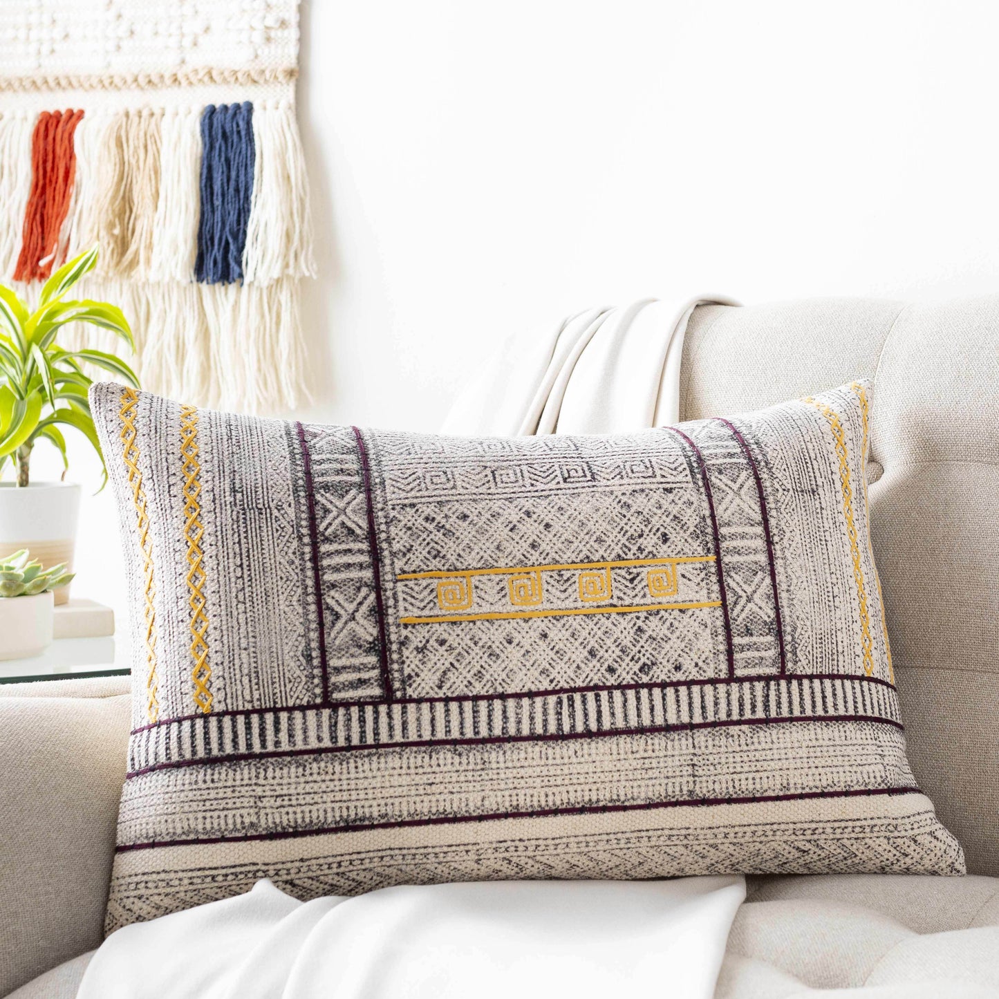 Perry Geometric Boho Lumbar Pillow - Clearance - Loft&Timber