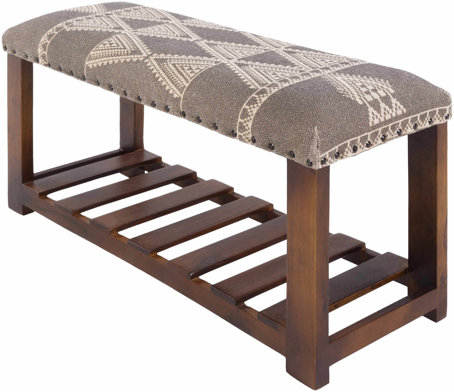 Greymouth Patterned Cushioned Wood Bench - Loft&Timber