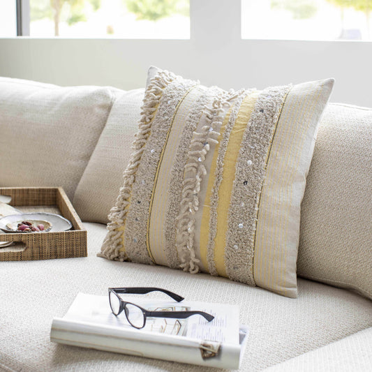 Rembrandt Yellow Textured Striped Accent Pillow - Loft&Timber