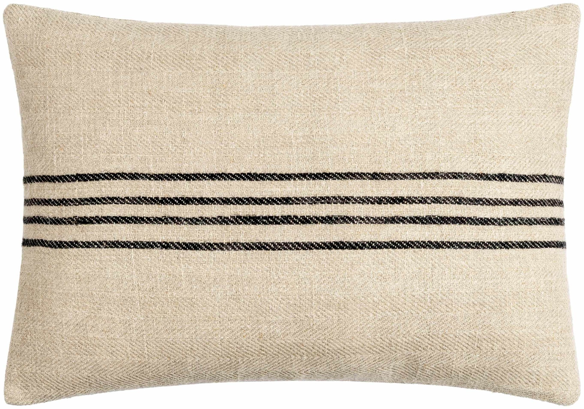 Aiyana Black Striped Linen Lumbar Pillow - Loft&Timber