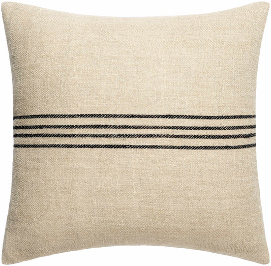 Aiyana Black Striped Linen Lumbar Pillow - Loft&Timber